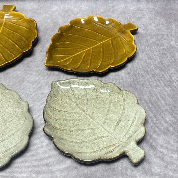 Mikasa Gourmet 6" Basics Rustic Leaves Plates Set of 6 Leaf Shape - Picture 6 of 7